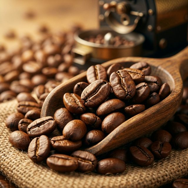 Freshly roasted coffee beans